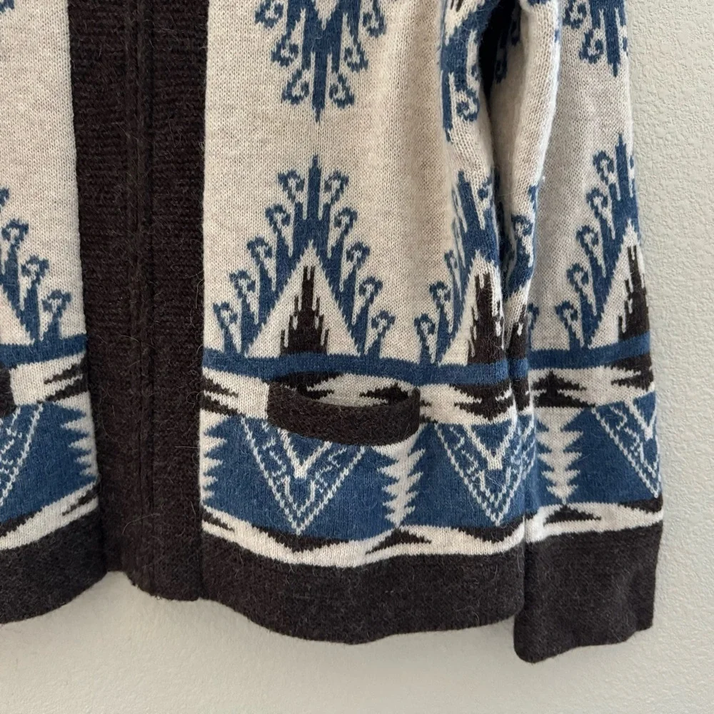 Pendleton Cardigan Sweater Wool Alpaca Knit Aztec Southwestern Country  Blue L - Picture 6 of 8